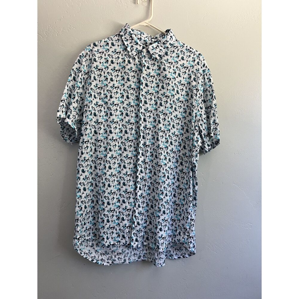 Michael Kors Mens Short Sleeve Button Down Shirt Abstract Floral Size XL